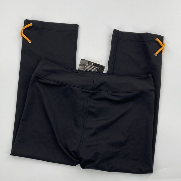 Speedo Women's Black Cropped Leggings Contrast Lattice Detail Size Large New - Picture 3 of 6